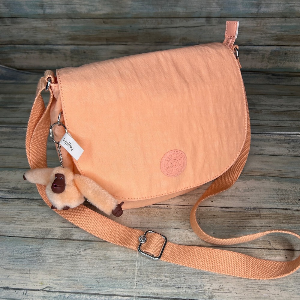 Kipling‎ Lucasta Small Crossbody Top Flap Shoulder bag Light Mellow Peach Monkey